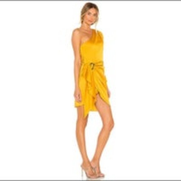NWT REVOLVE Lovers + Friends Yellow One Sleeve Dress - Picture 1 of 4